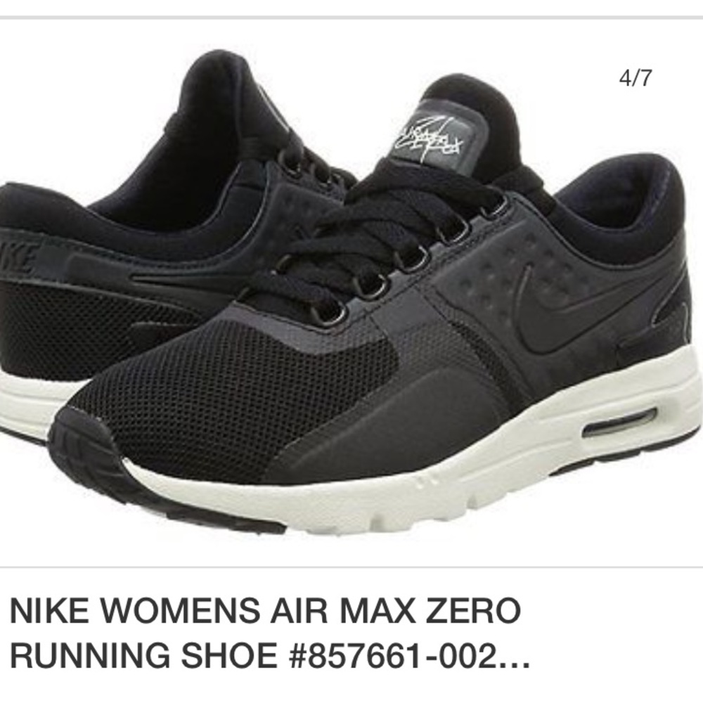 NIKE WOMENS AIR MAX ZERO Running BLACK WHITE SZ6.5